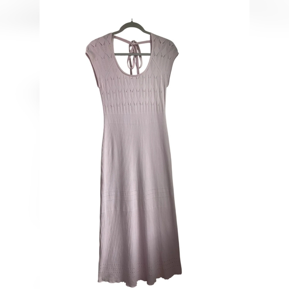 Free People Medium Robin Seamless Maxi Dress Pastel Pink Knit Ribbed Feminine - Picture 3 of 15